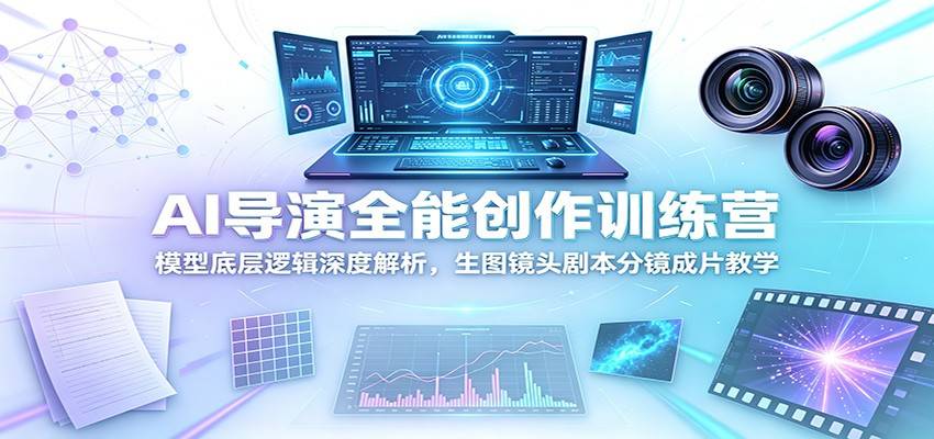 AI导演全能创作训练营：模型底层逻辑深度解析，生图镜头剧本分镜成片教学-极栈网络